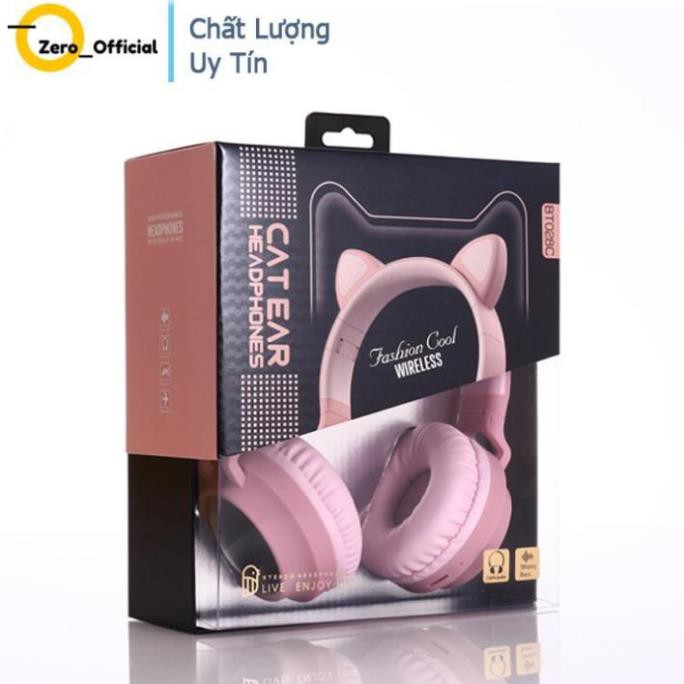 Tai Nghe Mèo Bluetooth, Headphone Tai Mèo Dễ Thương Có Mic,Âm Bass Mạnh Mẽ Và Dung Lượng Pin Khủng 400mAh BH 12 Tháng