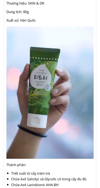 Sữa rữa mặt SkinDr tràm trà 30shine