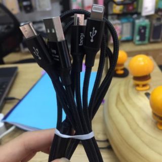 Cáp sạc bọc dù Bagi 3in1