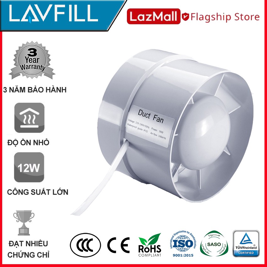 [FREESHIP 99K]_Quạt thông gió đường ống với đường kính phi 100mm LAVFILL LFI-09S