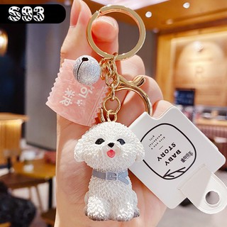 { Giá Rẻ } Móc khóa Chó Bichon Frise ( cục bông di động )