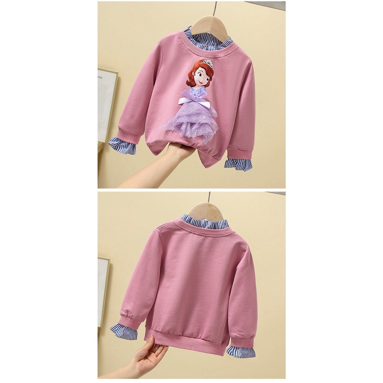 Áo sơ mi thun dài tay hoạ tiết nổi nhiều màu cho bé gái  N00966