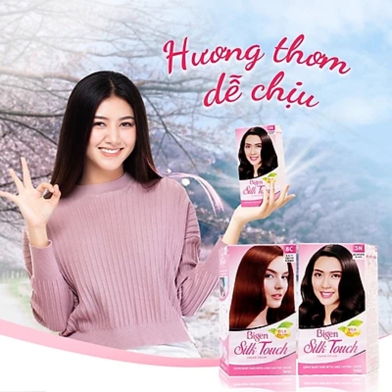 Thuốc nhuộm dưỡng tóc phủ bạc thảo dược Bigen Silk Touch Thương hiệu Nhật Bản Sắc Màu trẻ trung 80ml dạng kem