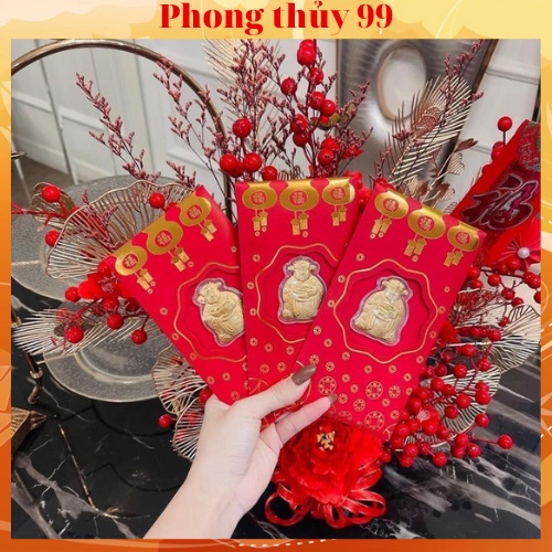Lì xì thần tài mạ vàng mang lại may mắn đầu xuân năm mới, tài lộc đong đầy