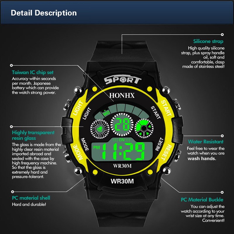 HONHX Digital Lifestyle Waterproof Watch for Men Sports Watches Student Watchs