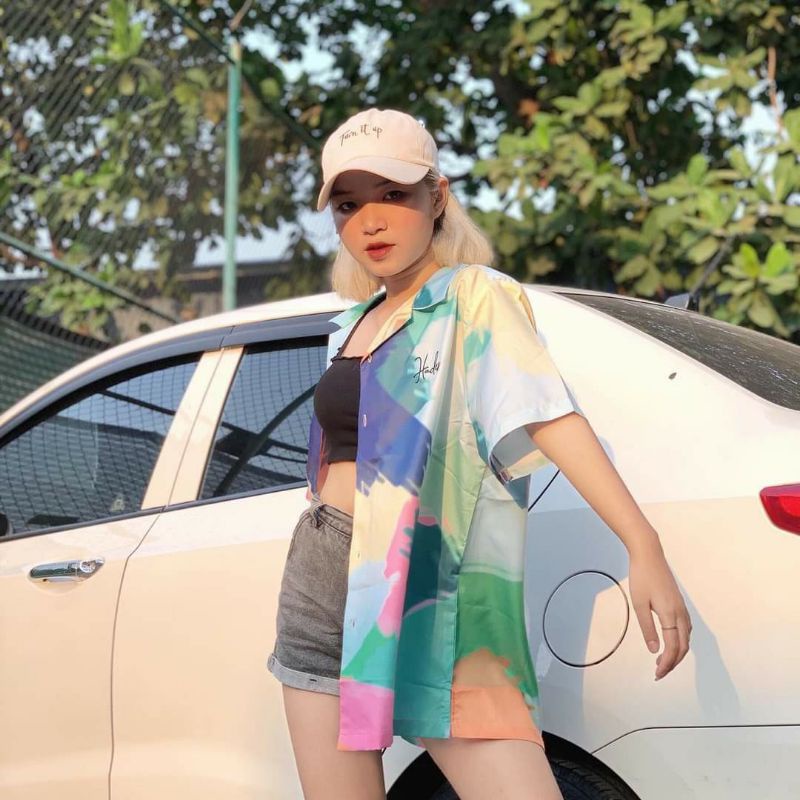 Áo Sơ Mi Tay Ngắn Unisex Cổ Bẻ Phông Cách Hàn Quốc Freesize