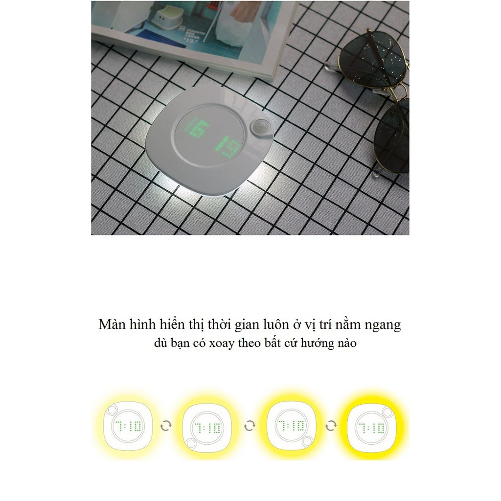 Đèn Led❤️FREESHIP❤️Đèn Led Cảm Biến Thông Minh Điều Chỉnh Độ Sáng Có Đồng Hồ