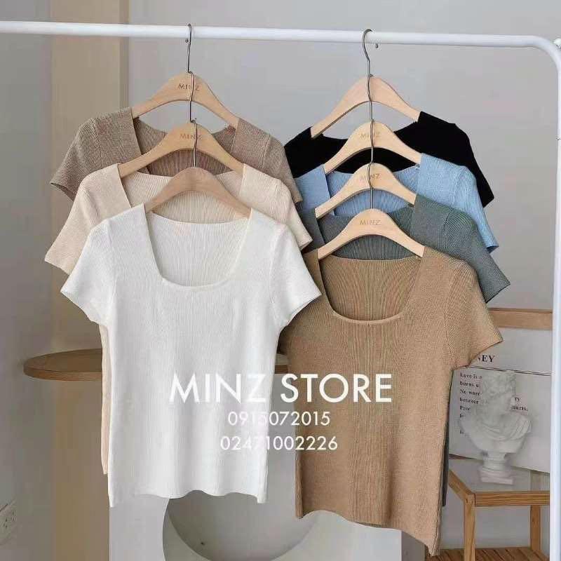Áo len cổ vuông ngắn tay dáng ôm, Áo kiểu cổ U sexxy len mỏng AL1338 - NhiNhi Shop