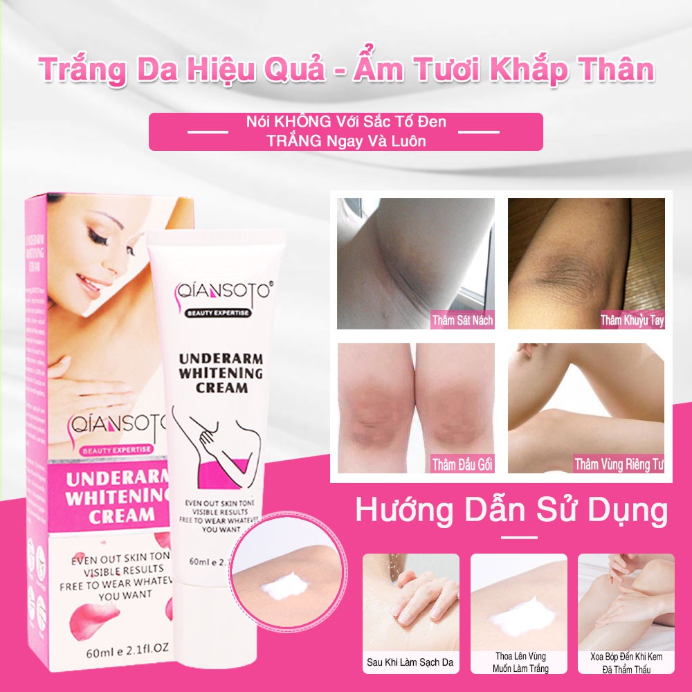 [Có Hàng Sẵn] QIANSOTO Kem Sát Nách Trắng Da Toàn Thân - Giảm Thâm Da - Khử Mùi 60g ( Có Che Tên )