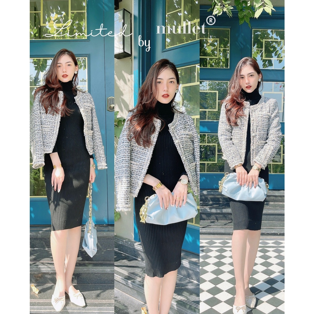 ÁO TWEED VIỀN BÈO XANH BLUE MULLET