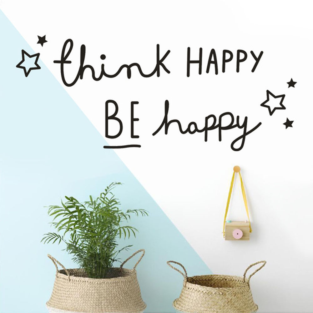 Giấy dán tường hình chữ Think Happy Be Happy trang trí nhà độc đáo