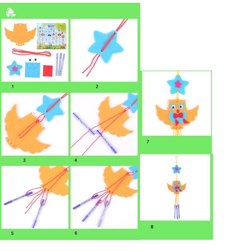 Bộ 8 Phụ Kiện Làm Chuông Gió Thủ Công Họa Tiết Hoạt Hình Cho Bé Gái
