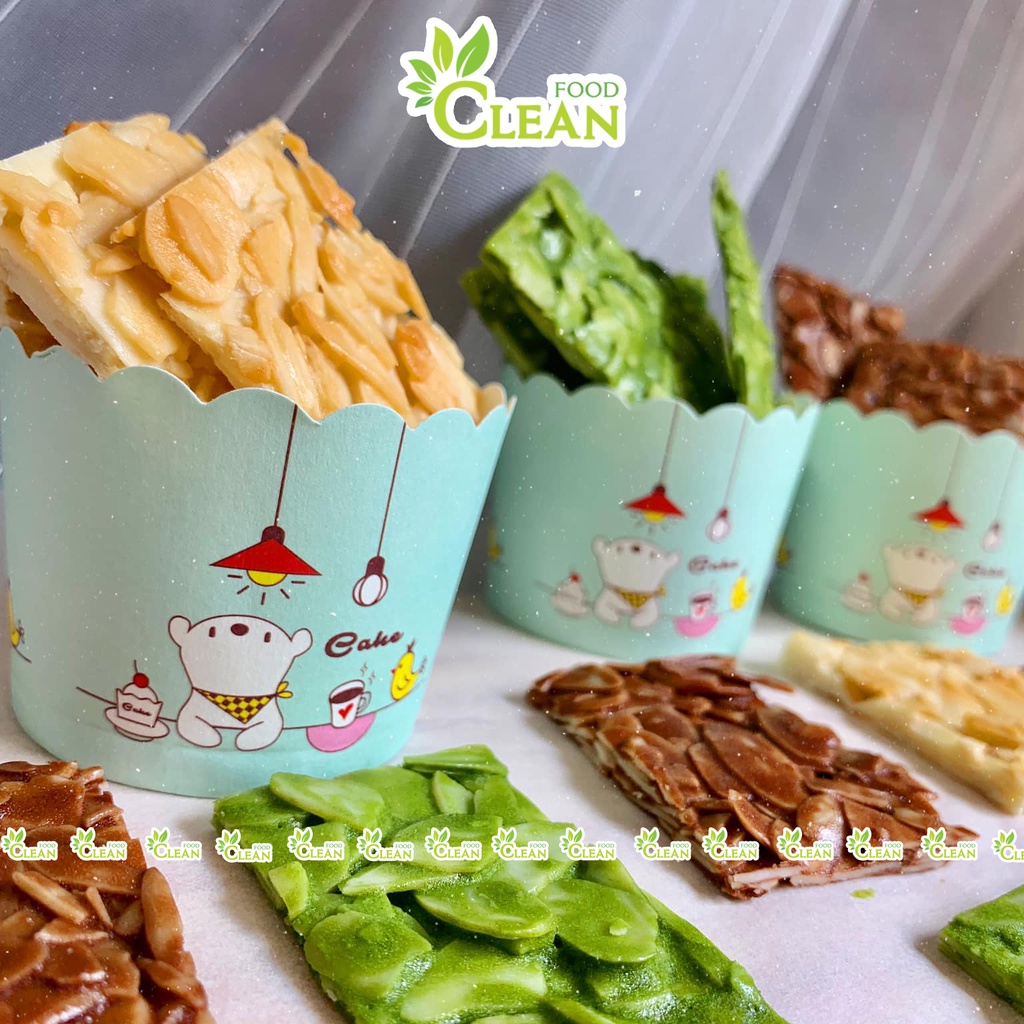 Bánh ngói hạnh nhân ăn kiêng giảm cân keto eatclean CleanFood 3 vị 500g