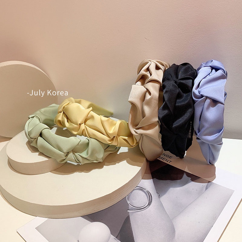 Cài tóc bản rộng vải satin màu macaron phong cách Pháp cổ điển thời trang xuân hè