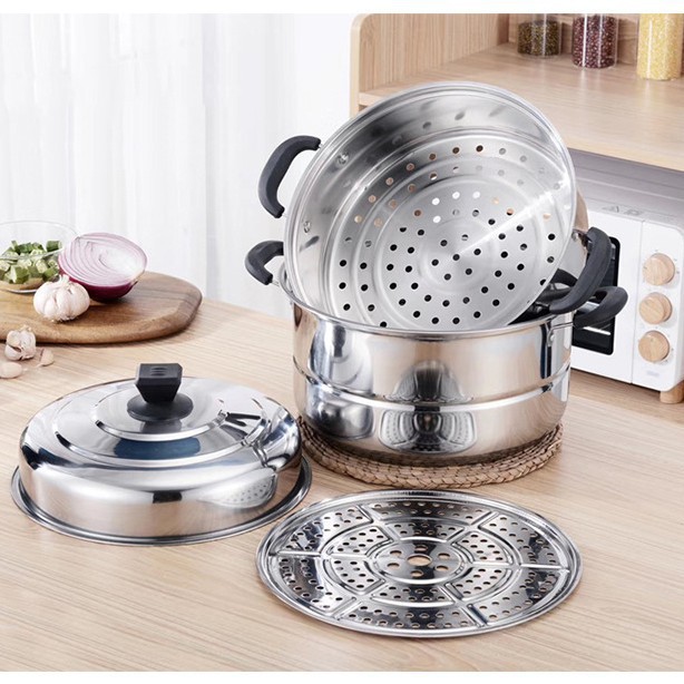 Nồi luộc gà hấp 3 tầng inox