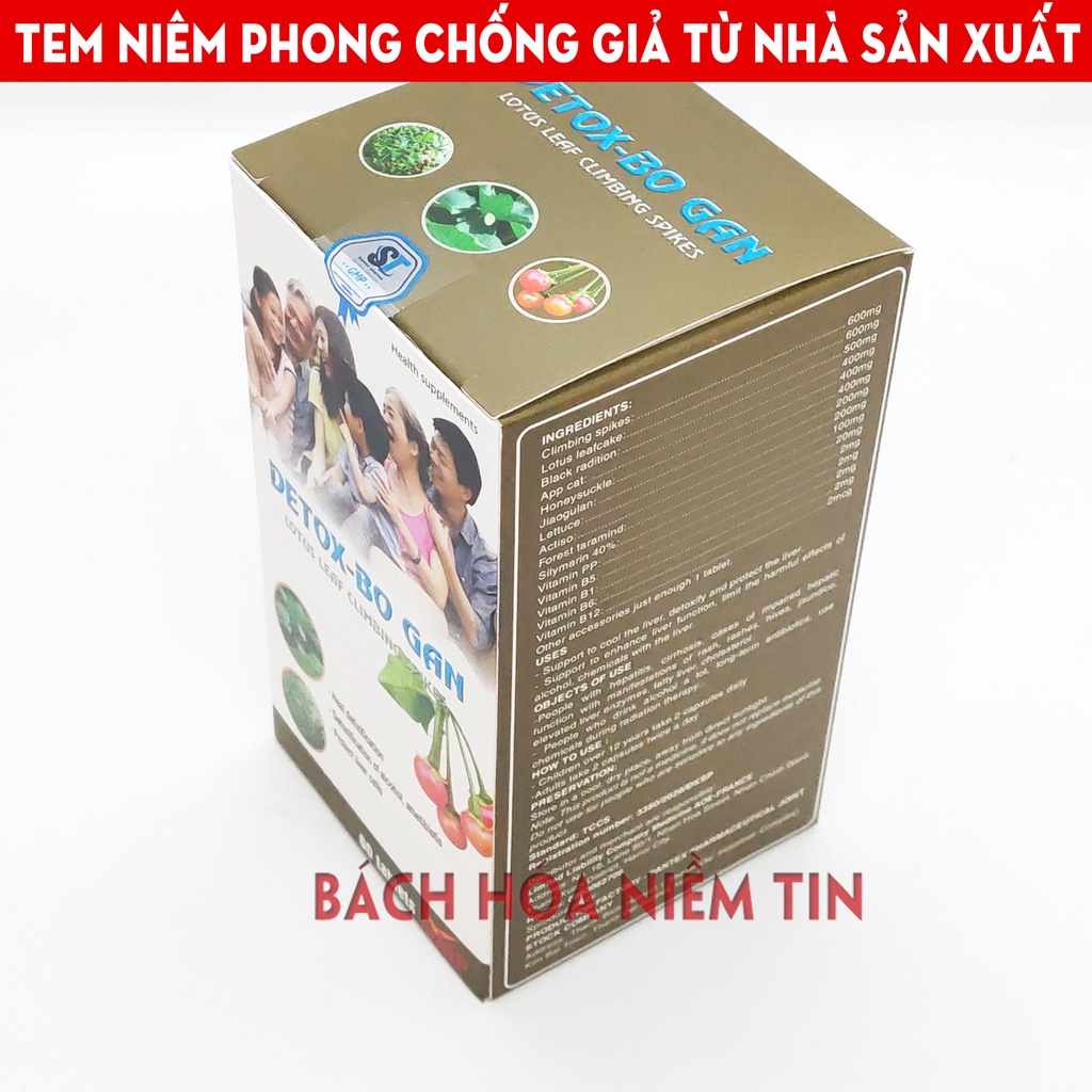 Detox Bổ Gan, giải độc gan, thanh nhiệt mát gan, tăng cường chức năng gan - Hộp 60 viên