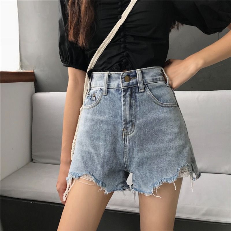 Quần Short Jeans Rách Lưng Cao Cá Tính Cho Nữ | BigBuy360 - bigbuy360.vn