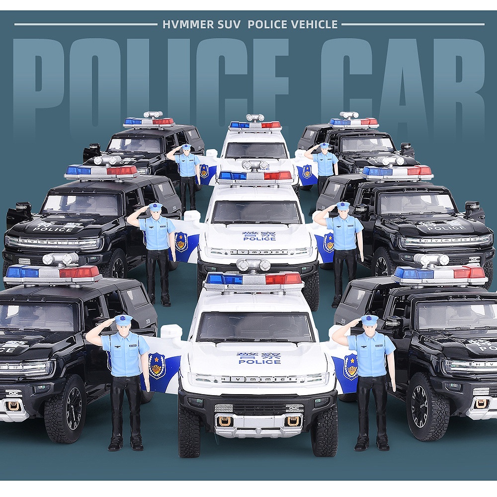 Mô Hình Xe Cảnh Sát Hummer Suv Bằng Hợp Kim Kẽm Tỷ Lệ 1 / 32 Có Đèn Và Âm Thanh Độc Đáo