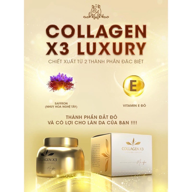 Kem body Collagen X3 Luxury kích trắng da chính hãng Mỹ Phẩm Đông Anh 250g - Tặng kèm xà phòng Thái