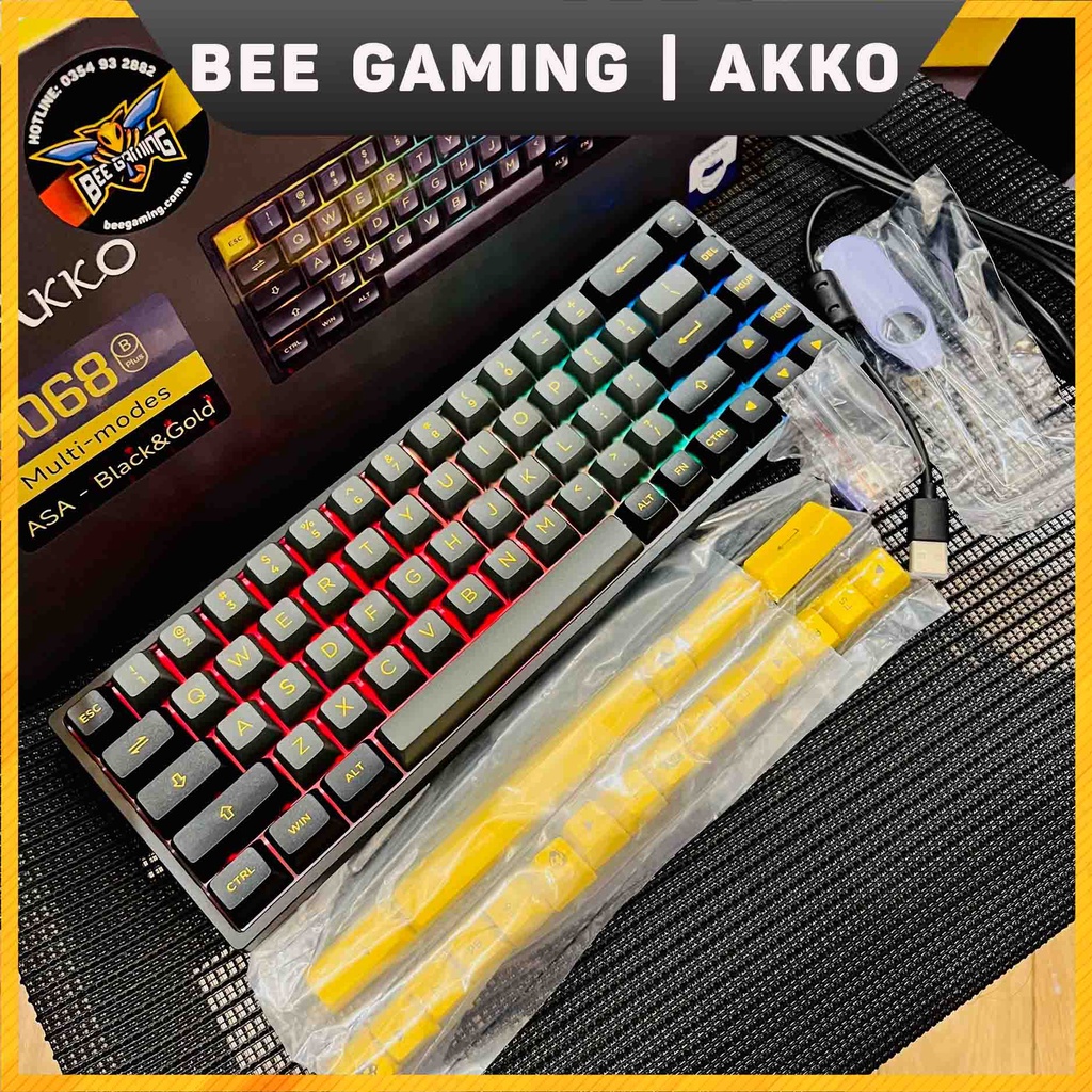Bàn phím cơ không dây AKKO 3068B Multi-modes Plus - Hàng chính hãng (Bluetooth 5.0 / Wireless 2.4Ghz / Hotswap / RGB)