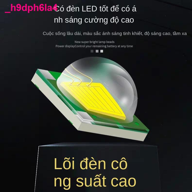 Đèn pha LED ánh sáng mạnh pin gắn đầu siêu gia dụng ngoài trời tầm xa có thể sạc lại câu cá đêm xenon thợ mỏ