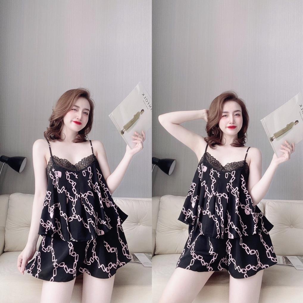 Đồ Ngủ Sexy, Bộ Ngủ Mango Hoa Ren Ngực <75Kg .