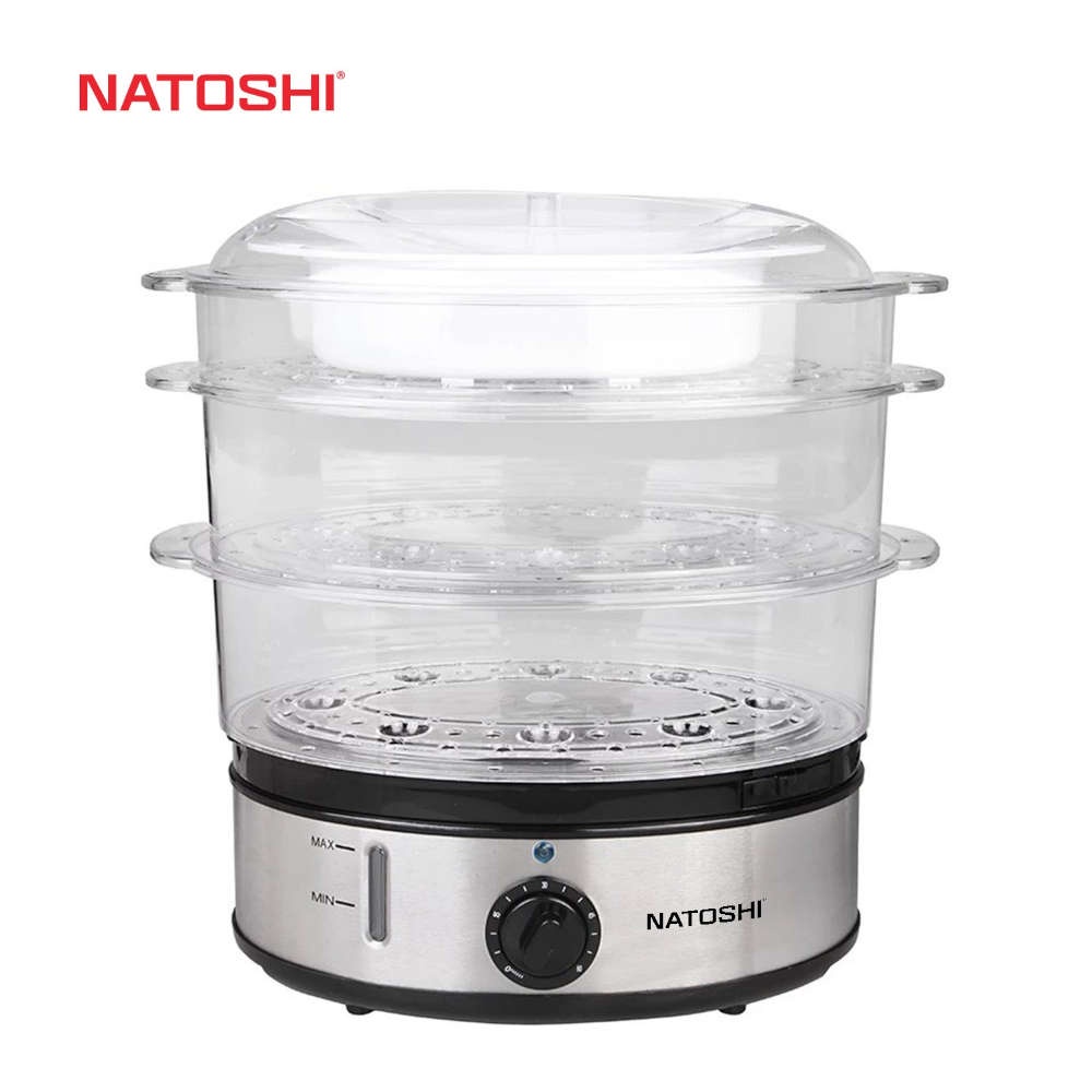 Nồi hấp điện thông tầng Natoshi S-09 dung tích 9 lít, công suất 800W bảo hành 12 tháng