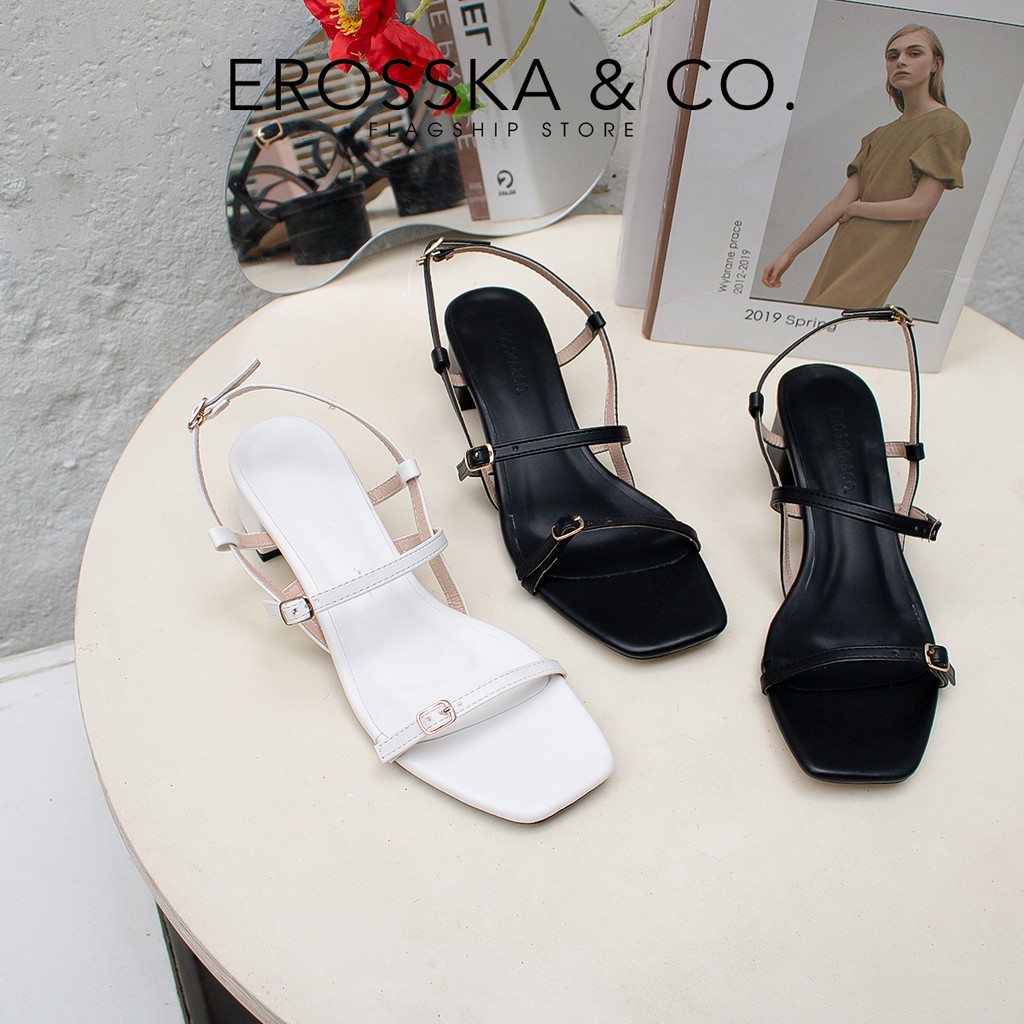 Giày sandal cao gót Erosska kiểu dáng Hàn Quốc cao 5cm màu đen - EB036