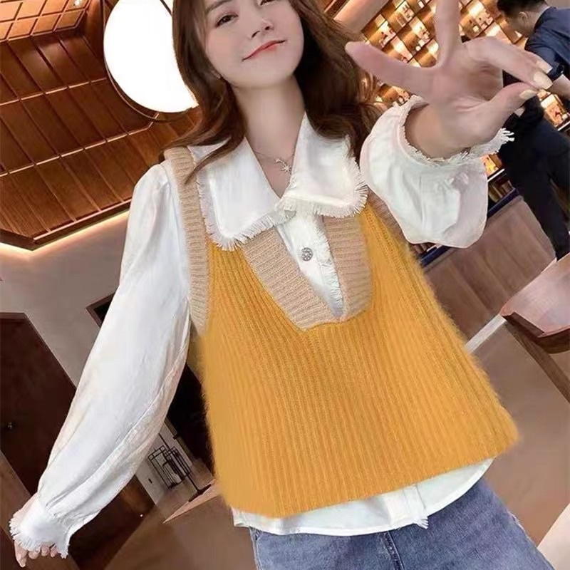 Set Áo gile len siêu xinh và sơ mi trắng