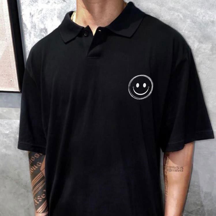 Áo Polo mặt cười nam nữ dáng unisex, Áo phông có cổ Form Rộng Trẻ Trung, Năng Động Mamen Shop