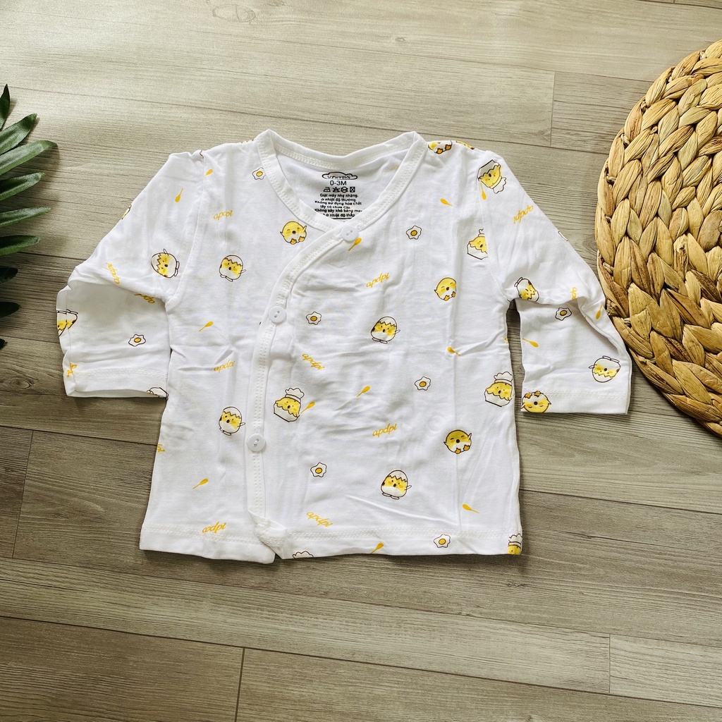 Áo dài tay cài lệch sơ sinh hoạ tiết dễ thương cho bé VT KIDS