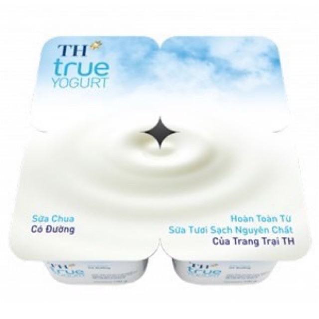 TH*true YOGURT Lốc 4 hộp 100g Sữa chua ăn Có đường, Không đường