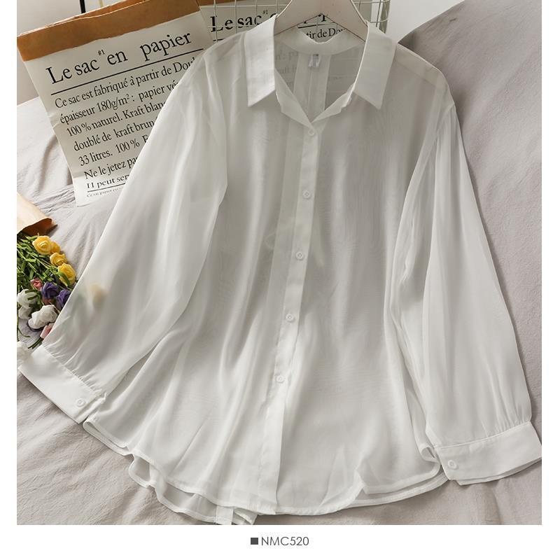 Áo Sơ Mi Tay Dài Mỏng Nhẹ Trong Suốt Thời Trang Hàn Quốc 2022