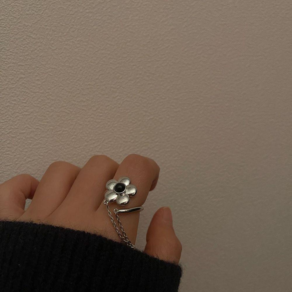 Nhẫn Hở Mạ Vàng / Bạc 2K Mặt Hình Hoa Đơn Giản Thời Trang Cho Nữ