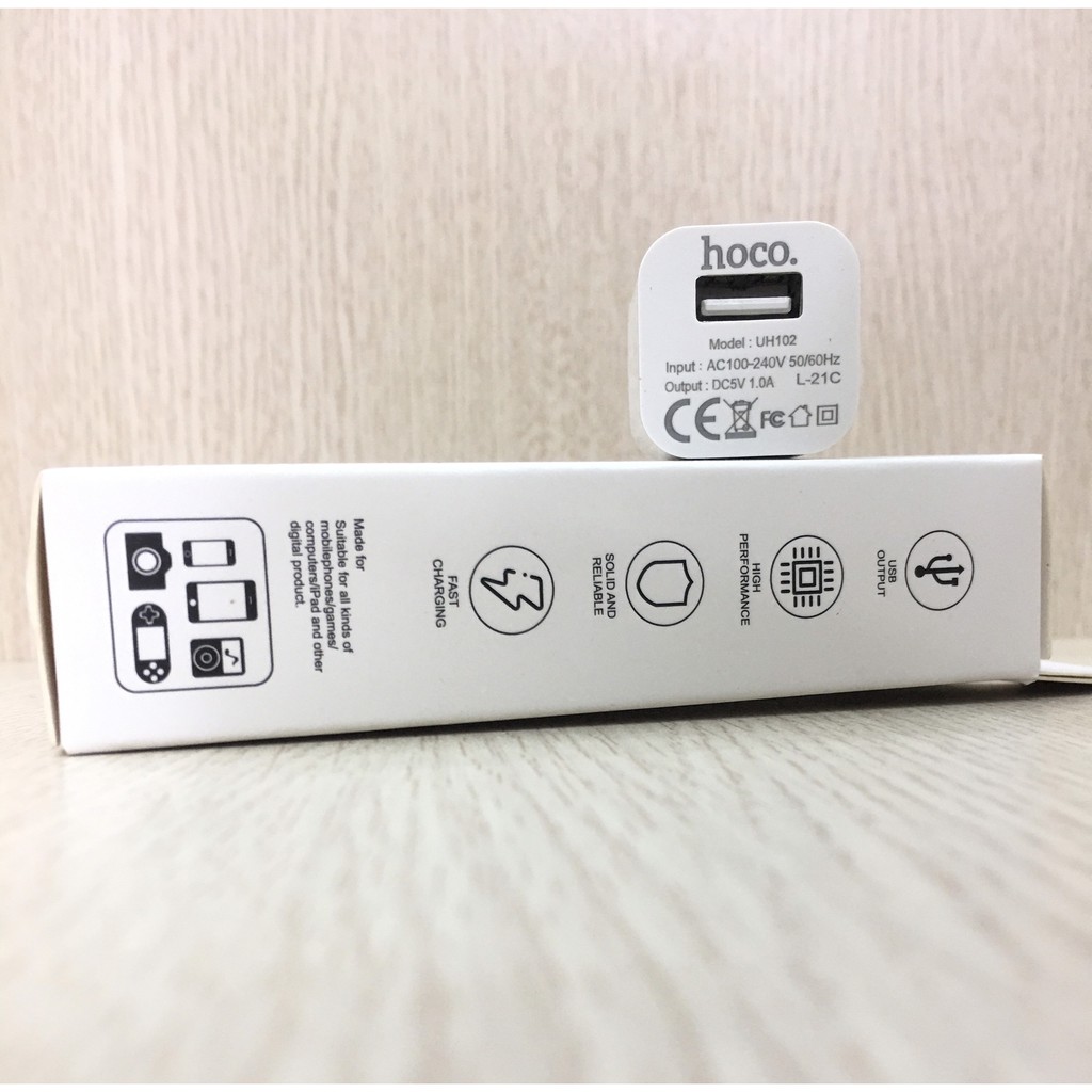 Sạc Nhanh Củ sạc iPhone iPad Android HOCO UH102 Chính Hãng Cao Cấp - Hỗ trợ sạc nhanh - Dòng 5V 1A (Pk102store)