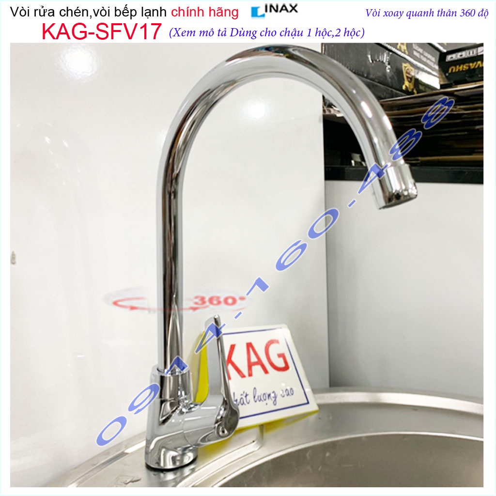Vòi bếp lạnh LInax Nhật Bản SFV-17 tay gạt, vòi rửa chén bát LInax chính hãng  nước mạnh sử dụng siêu bền