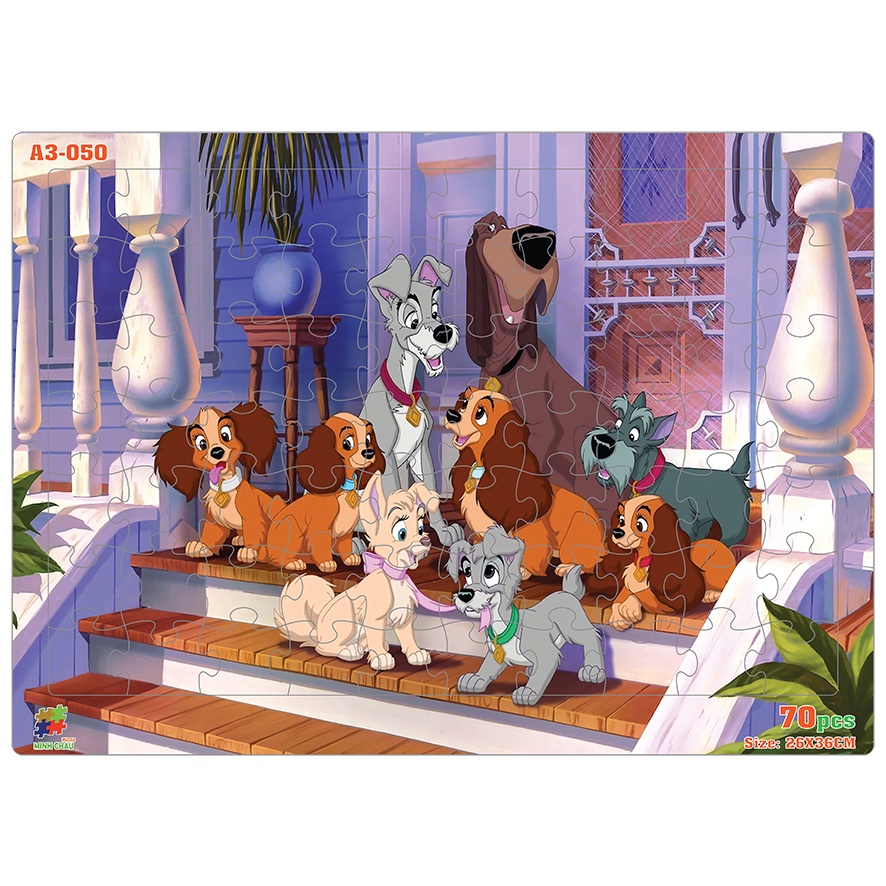 (Combo 4) Combo 05 Tranh Xếp Hình Minh Châu 70 Mảnh A3 – Chủ Đề Hoạt Hình – Đồ Chơi Trí Tuệ Cho Bé Từ 3 Tuổi (26x36cm)