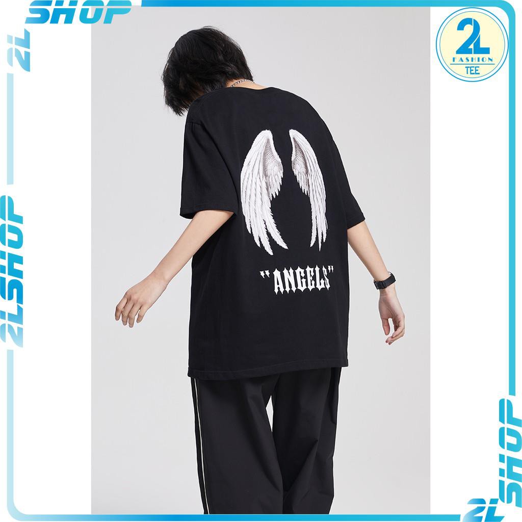 ⚡Áo thun nữ tay lỡ đôi cánh ANGLE,áo phông unisex form rộng phong cách Ulzzang Hàn Quốc