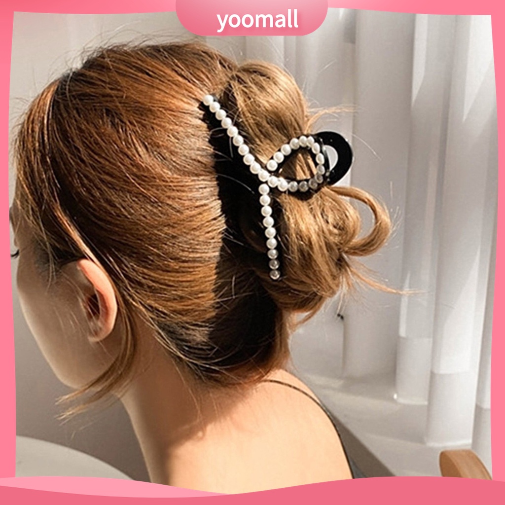 Yomall♡ Kẹp Tóc Càng Cua Đính Ngọc Trai Giả Kích Thước Lớn Cho Nữ