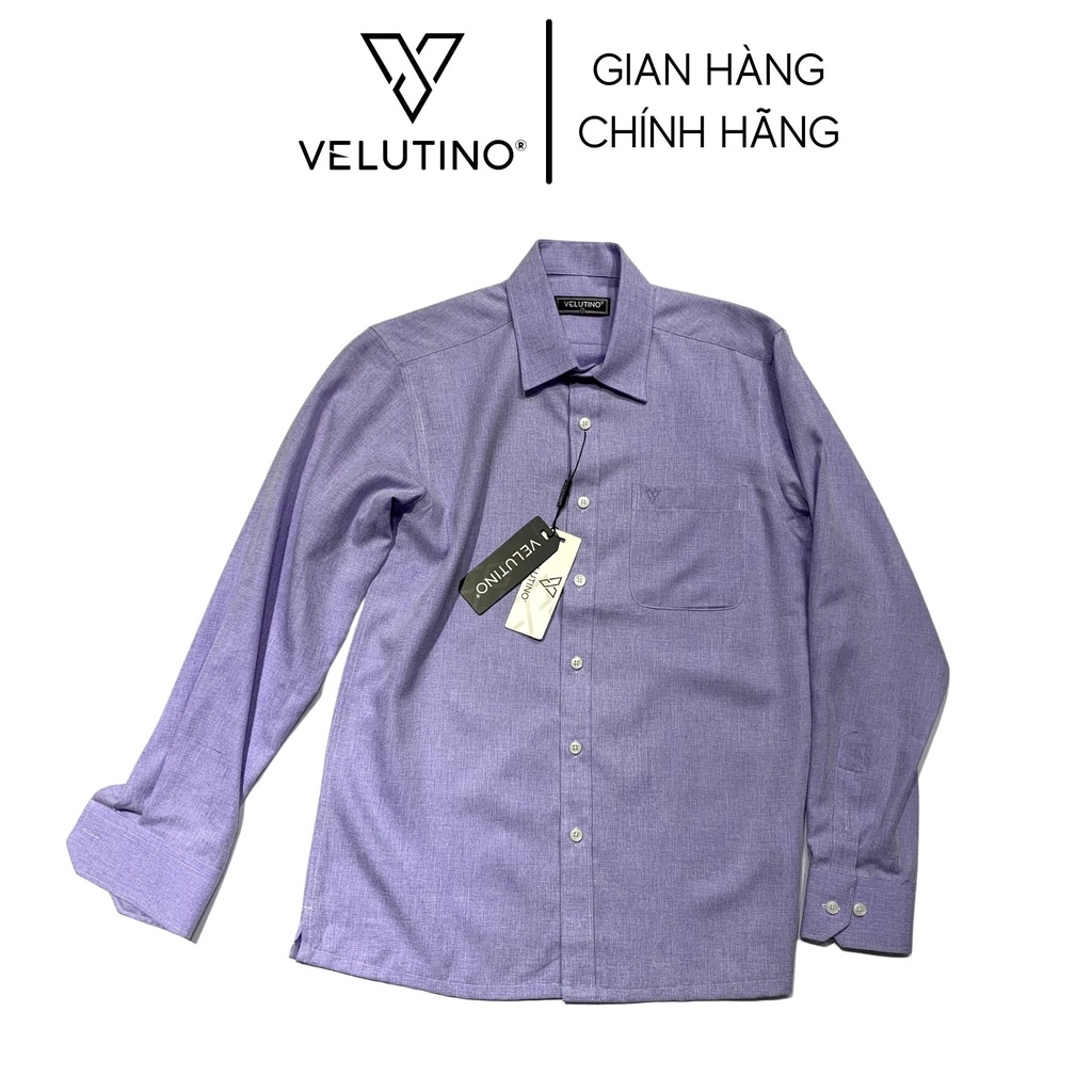 Áo sơ mi nam Velutino dài tay cổ bẻ có túi tím công sở cao cấp sang trọng