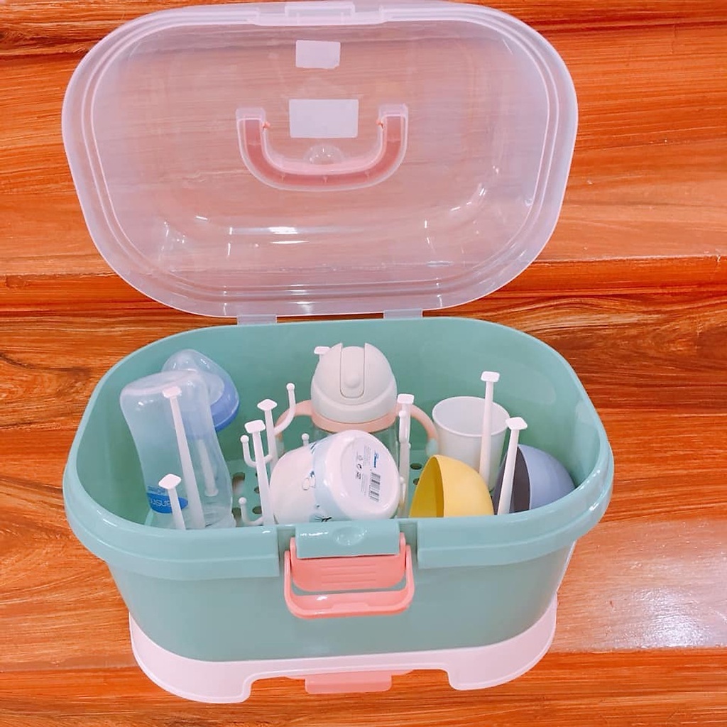 Giá úp bình sữa cao cấp có nắp đậy và khay an toàn tiện lợi cho bé