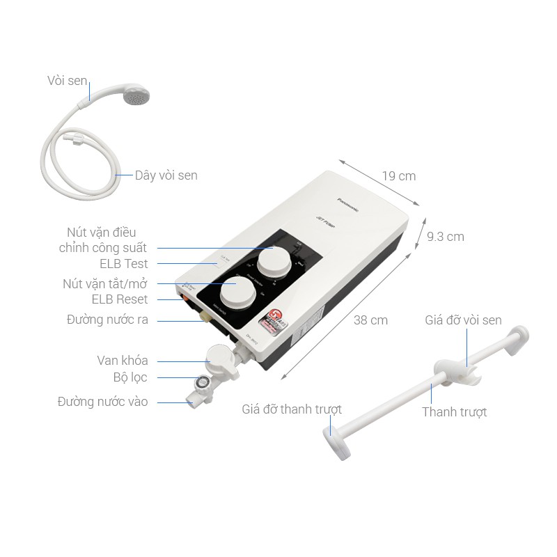 Máy nước nóng có bơm Panasonic DH-3RP2VK