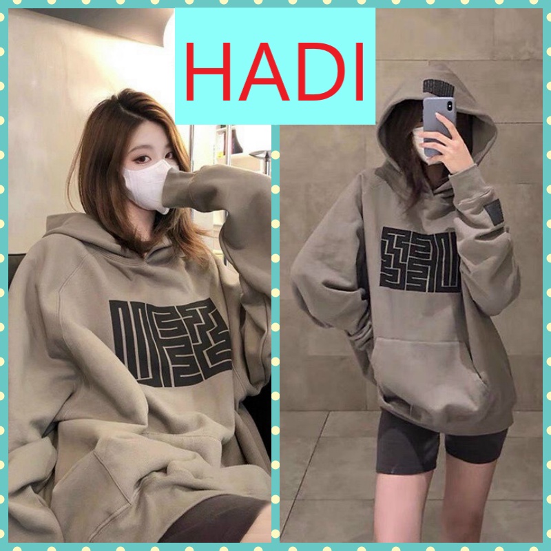 ÁO KHOÁC HOODIE TRÒNG ĐẦU NỈ NGOẠI NỮ FORM RỘNG IN SƠ ĐỒ MÀU NÂU ĐẤT CAO CẤP HADI SIÊU THỜI THƯỢNG