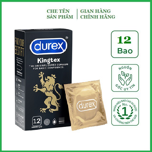 Bao cao su chính hãng Durex Kingtex - hộp 12 chiếc