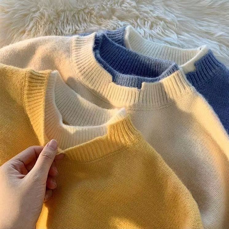 Áo Len Cotton Giả Hai Lớp Dáng Rộng Phong Cách Hàn Quốc Thời Trang Mùa Đông Cho Cặp Đôi