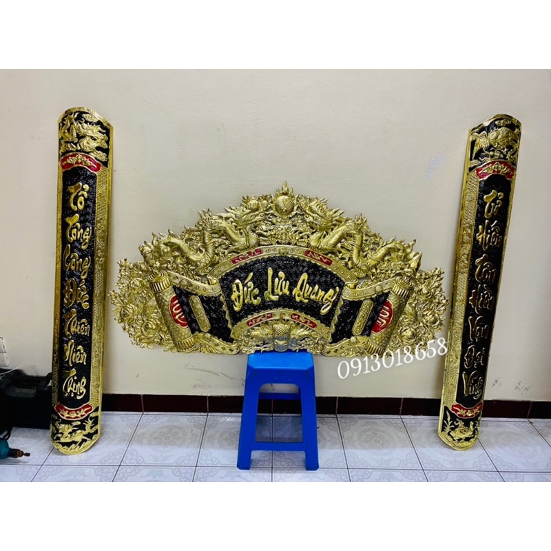 Bộ cuốn thư đại tự hoành phi câu đối bằng đồng nguyên chất mẫu chữ thư pháp 1m35