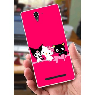 Ốp Lưng Sony Xperia C3 (Dẻo) - Mèo dễ thương