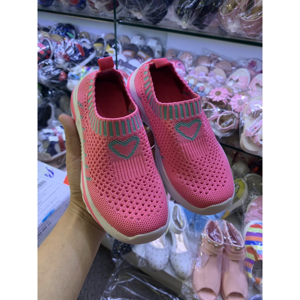 Giày bé gái thể thao trẻ em 3 đến 12 tuổi cổ thun co giãn thời trang siêu nhẹ êm chân kiểu giày bún cho bé Hàn Quốc GE07