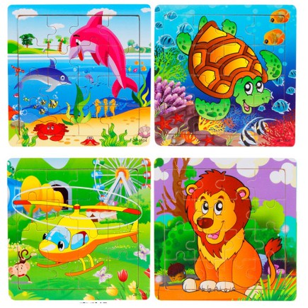 Đồ chơi bộ tranh xếp hình, ghép hình gỗ 16 mảnh cho bé - tranh ghép gỗ puzzle 16 miếng nhiều chủ đề phát triển trí tuệ