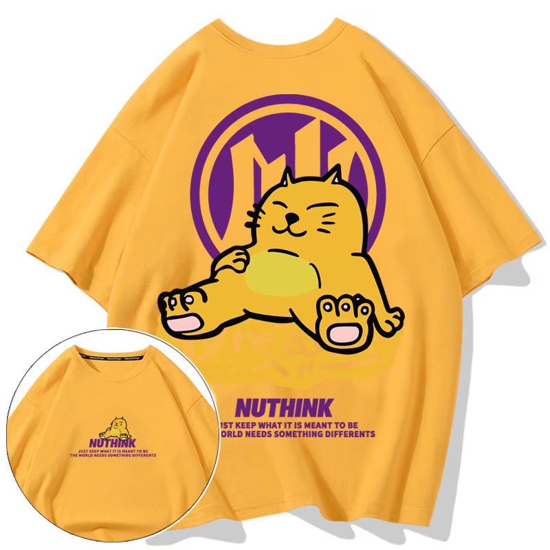 Áo Thun Nam Tay Ngắn In Hình Mèo Hoạt Hình Thời Trang Size M-8XL